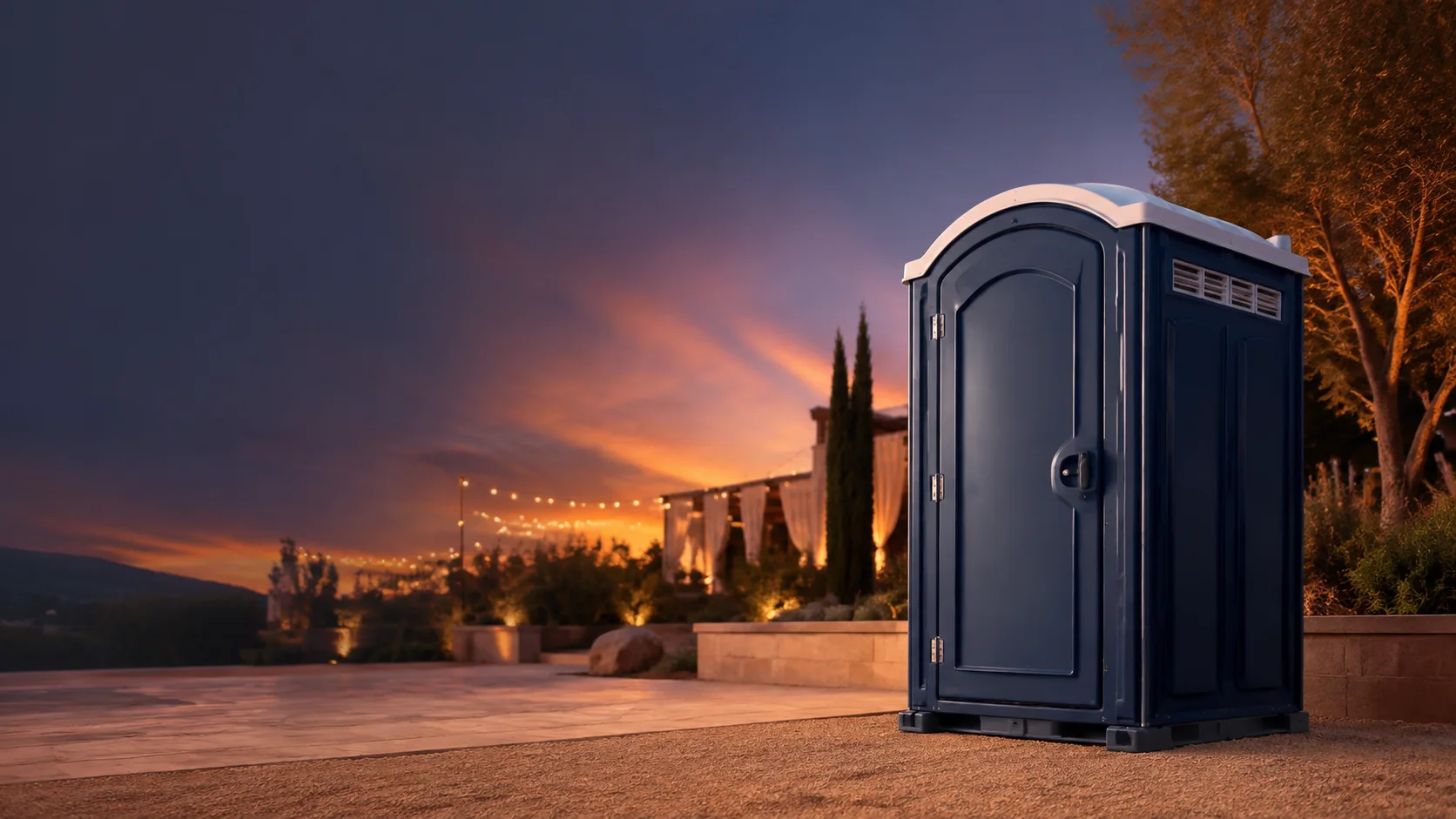 Portable restroom shown for rental planning in Hoover, AL